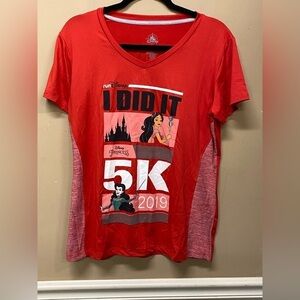 Run Disney Princess 5K 2019 Finisher Red V Neck Shirt Size L
